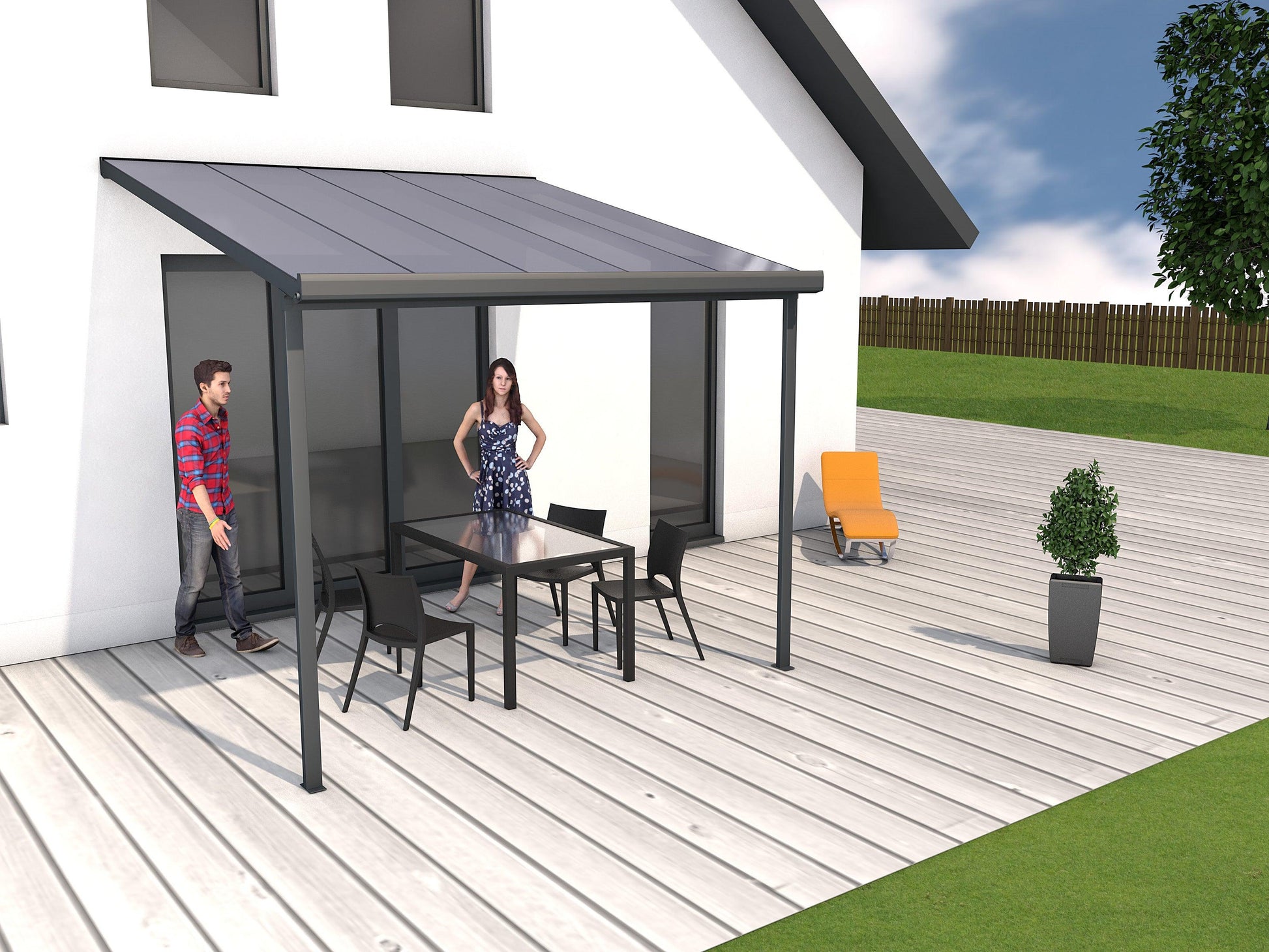 Standard Terrassendach 4 Meter Dachtiefe - HomeSystems-Bauelemente