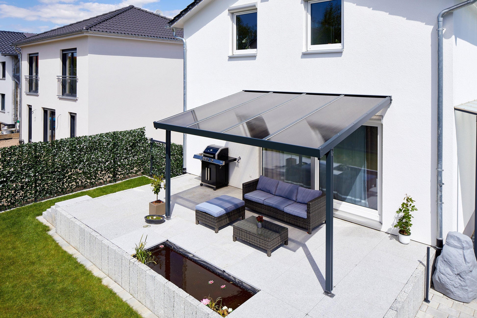 Deluxe Terrassendach 4 x 4 Polycarbonat 16mm - HomeSystems-Bauelemente