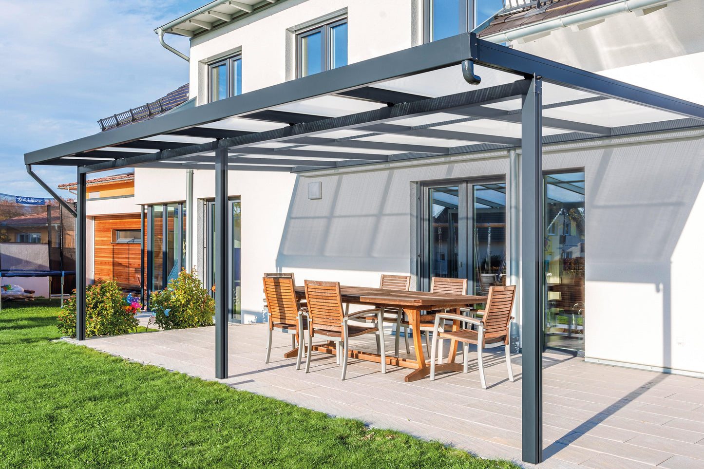 Deluxe Terrassendach 5 x 4 Polycarbonat 16mm - HomeSystems-Bauelemente