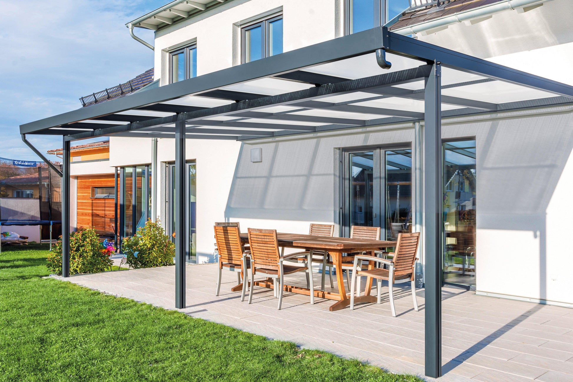 Deluxe Terrassendach 5 x 4 Polycarbonat 16mm - HomeSystems-Bauelemente
