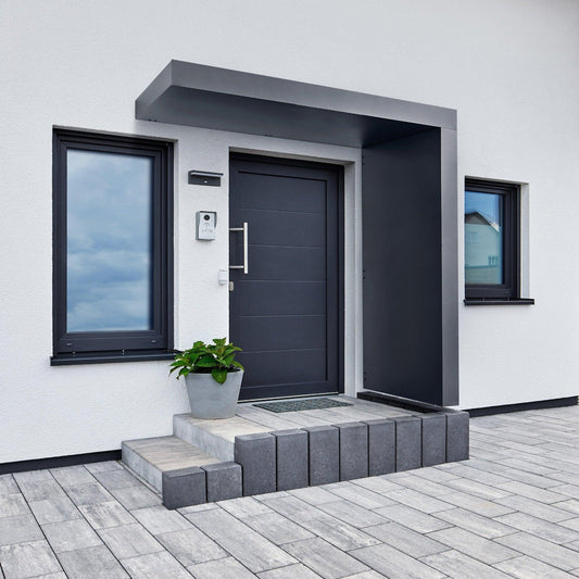 Rechteckvordach BS Plus mit Seitenteil Rechts - HomeSystems-Bauelemente
