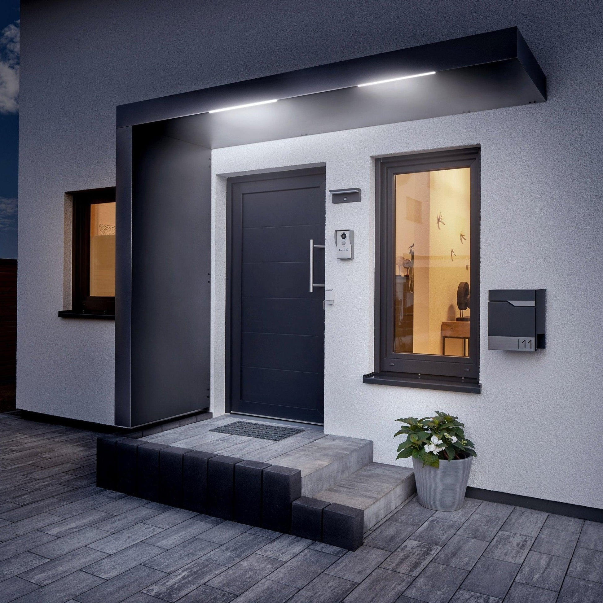 Rechteckvordach BS Plus 250 mit Seitenteil - HomeSystems-Bauelemente