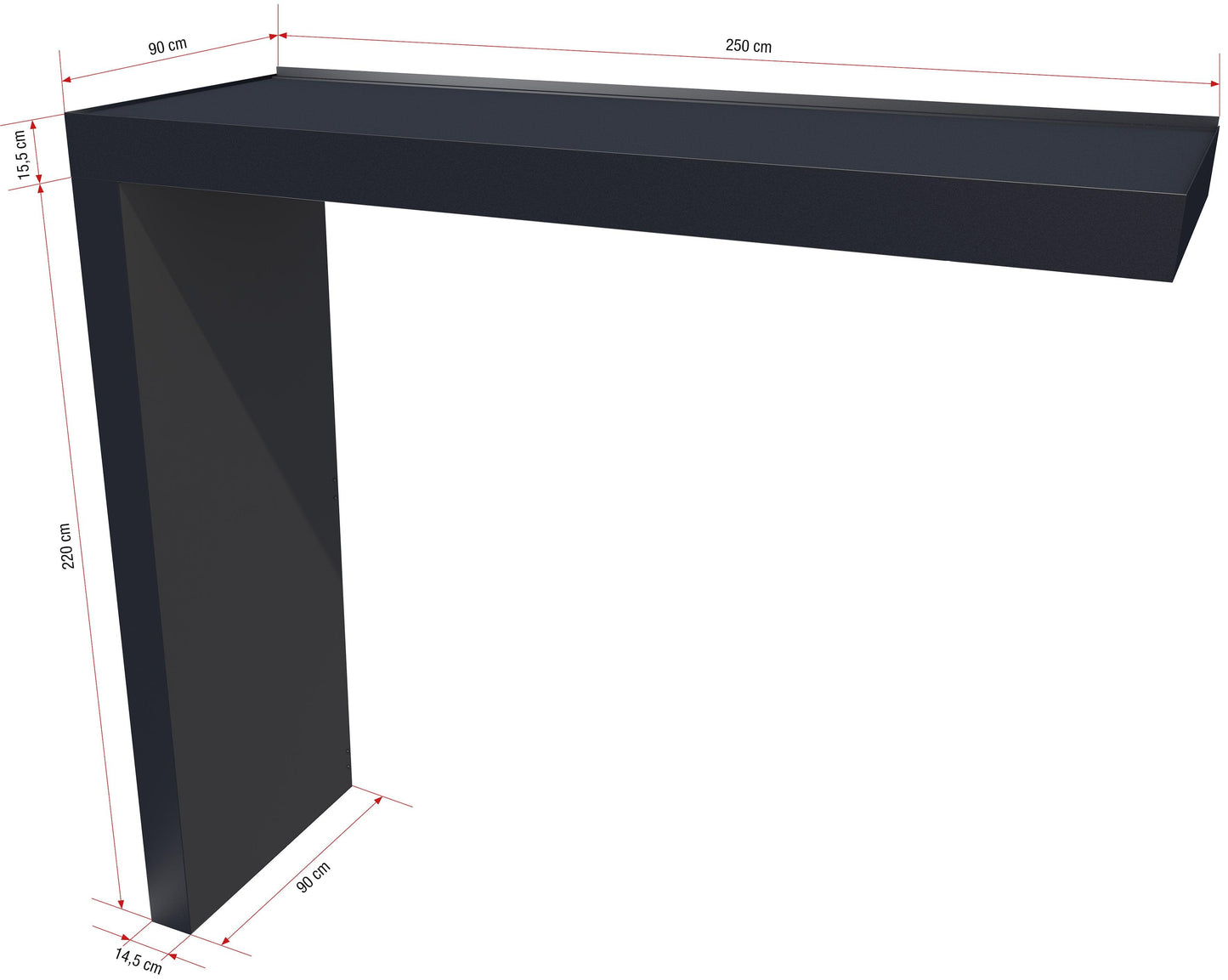 Rechteckvordach BS Plus 250 mit Seitenteil - HomeSystems-Bauelemente