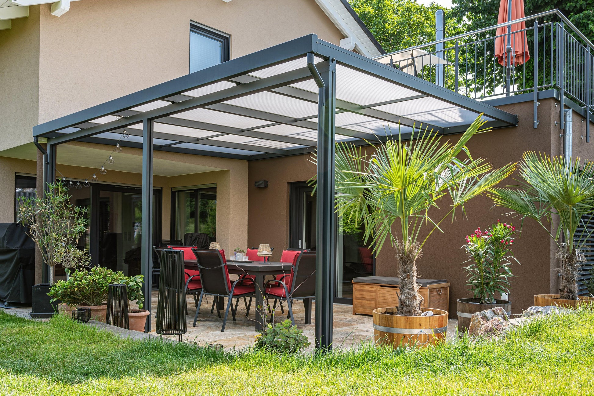Deluxe Terrassendach 5 x 3 Polycarbonat 16mm - HomeSystems-Bauelemente