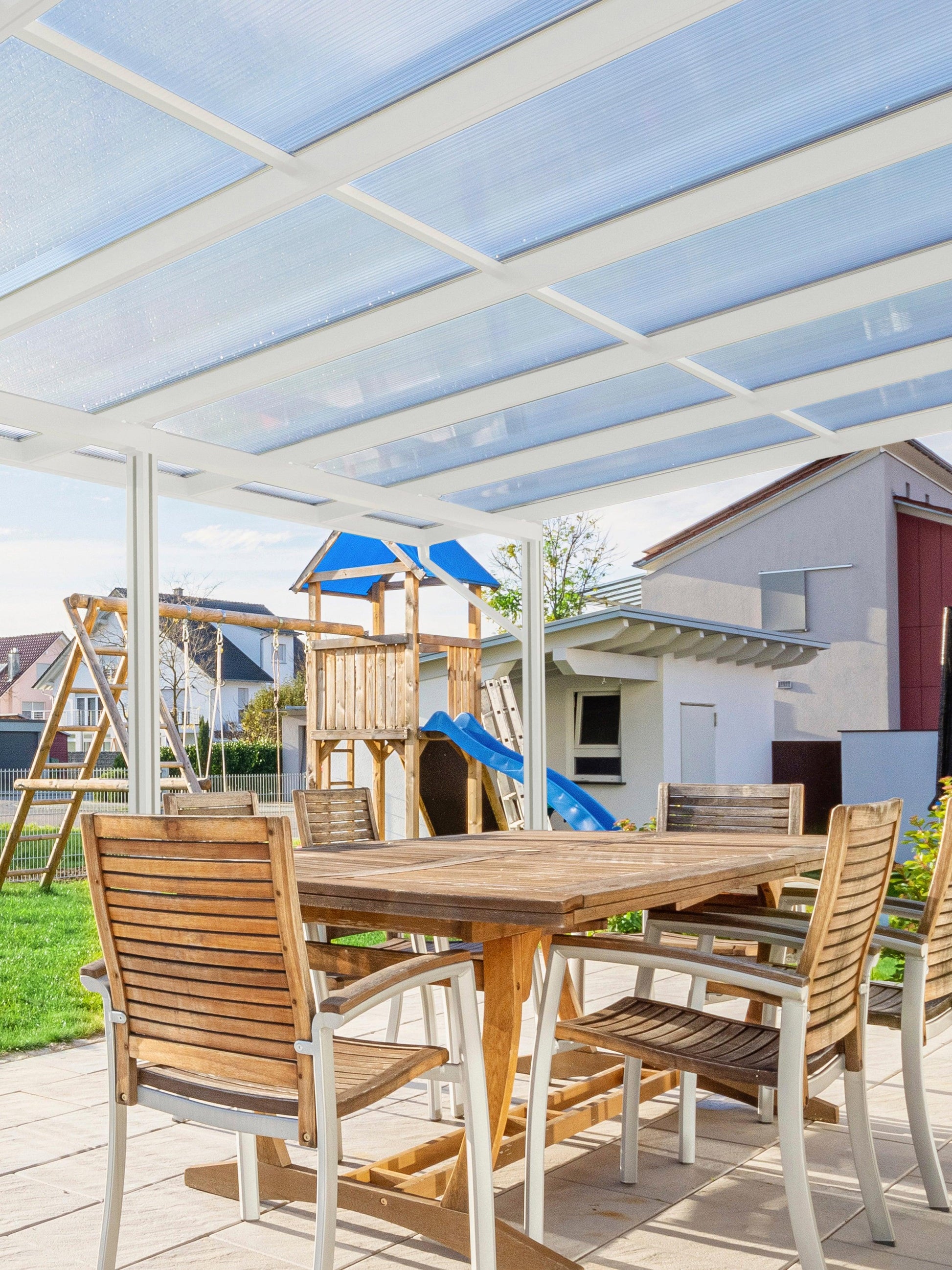 Deluxe Terrassendach 5 x 3 Polycarbonat 16mm - HomeSystems-Bauelemente